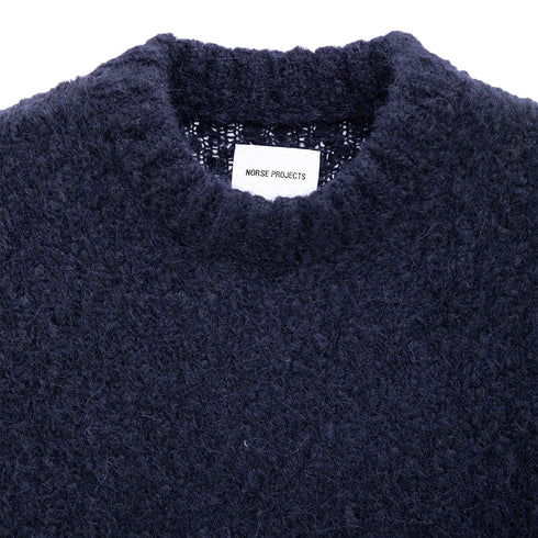 Norse Projects Rasmus Relaxed Flamé Alpaca Sweater Navy N45-05897000 Degli Uberti